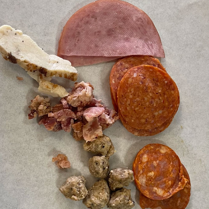 Pizza meat toppings
